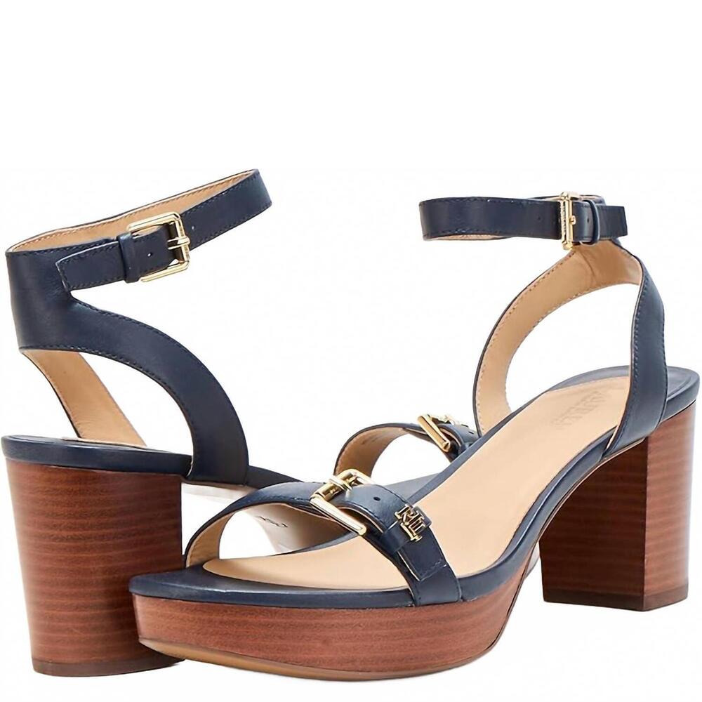 NEW RALPH LAUREN women's melissah heeled sandals in refined navy - Picture 4 of 4